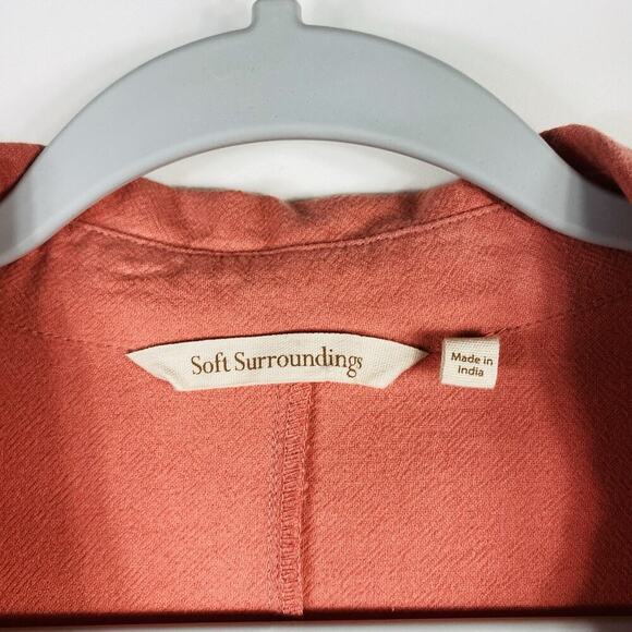 Soft Surroundings Size Medium Embroidered Cuff Button Front Cotton Dress Orange - Picture 5 of 6